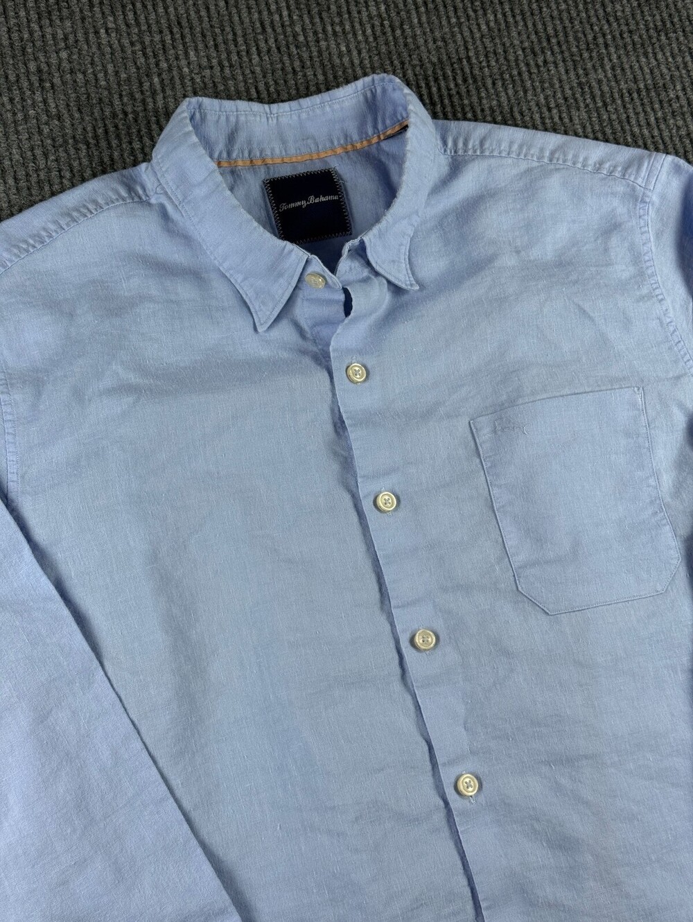 Tommy Bahama 100% Linen Button Up Shirt Men L (No Tag) Light Blue Long Sleeve